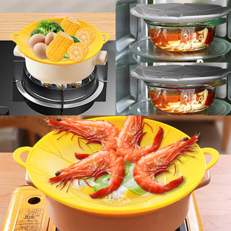 Silicone Spill Stopper Lid – Boil-Over Guard Food-Grade Silicone Pot & Pan Cover for Kitchen Use