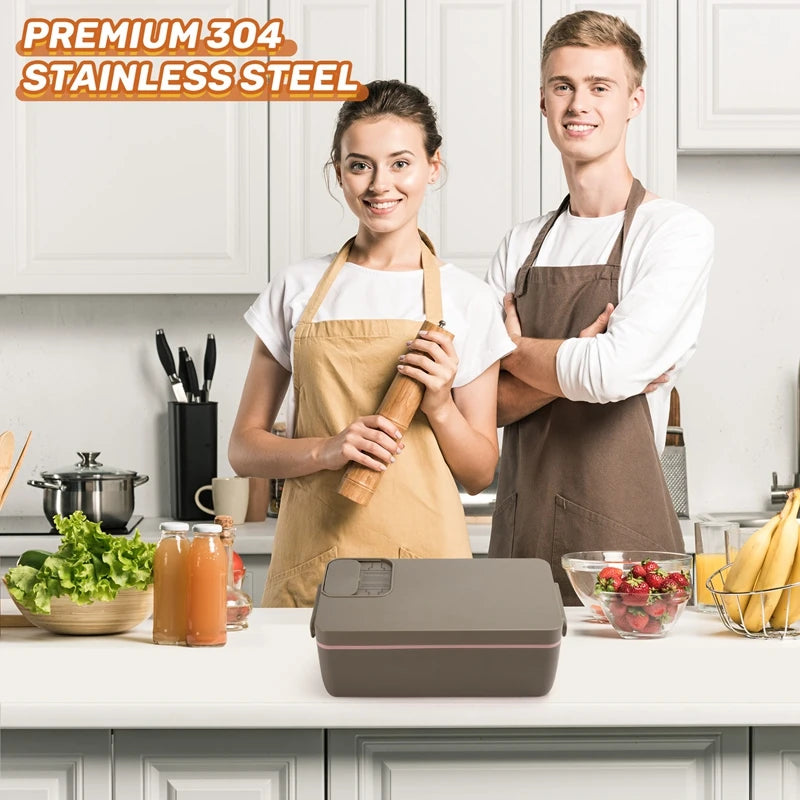 Cordless Electric Heated Lunch Box – 1L Rechargeable Self-Heating Food Container with 304 Stainless Steel Inner