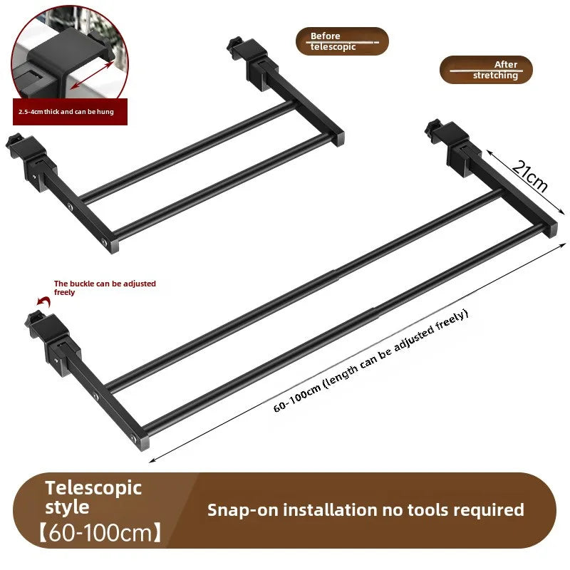 Adjustable Snap-On Drying Rack for Balcony or Window Railings — Space-Saving Clothes Hanger for Indoor/Outdoor Use