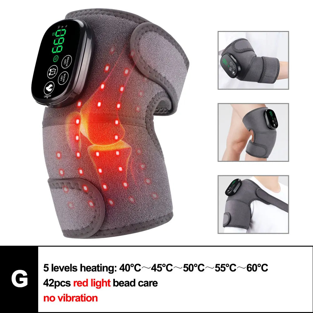 3-in-1 Electric Heated Knee Massager Pad with Vibration – Hot Compress for Shoulder, Elbow & Joint Muscle Relief