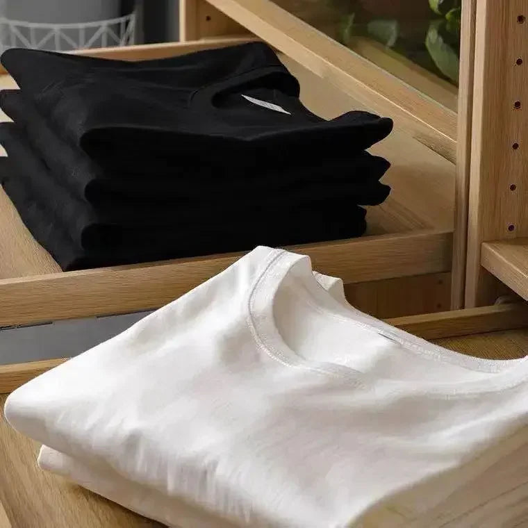 2-Pack Unisex Solid Color T-Shirts – 100% Cotton, Loose Fit, Short Sleeve, Basic Everyday Tees for Men & Women, White & Black Options
