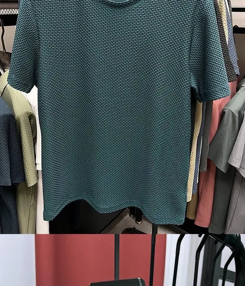 Men's Summer Ice Silk Mesh T-shirt – Lightweight Short Sleeve Breathable Tee, 2025 Solid Color Casual Top
