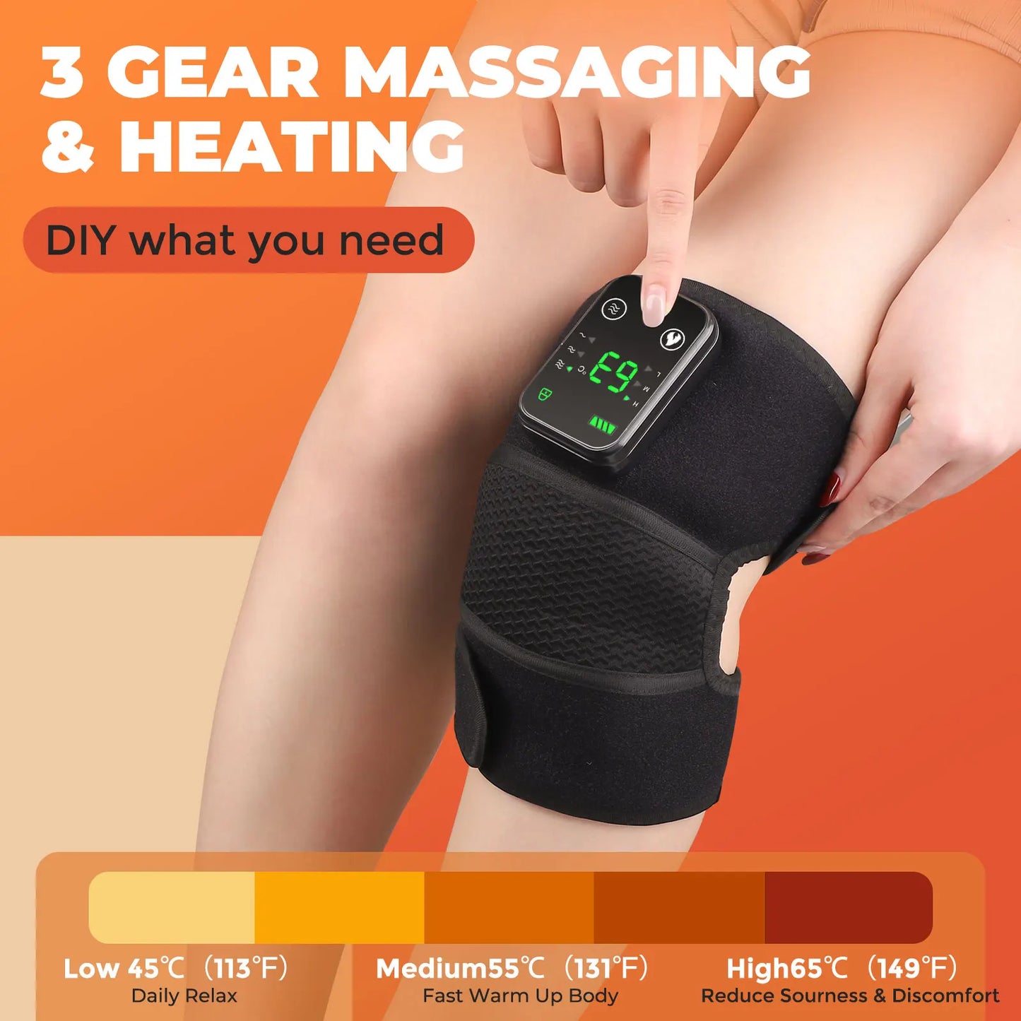 3-in-1 Electric Heated Knee Massager Pad with Vibration – Hot Compress for Shoulder, Elbow & Joint Muscle Relief