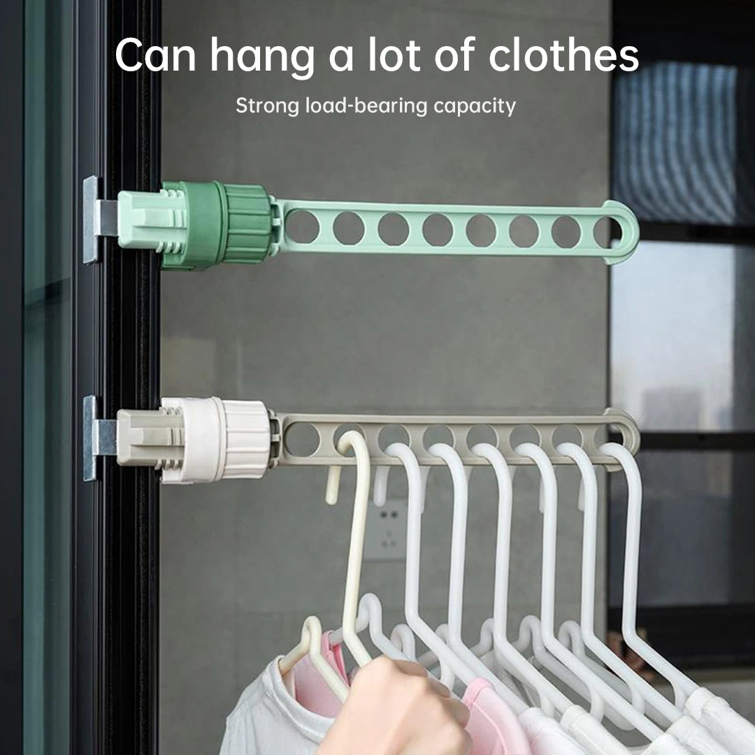 Wall-Mounted Clothes Drying Rack for Balcony & Bathroom – 8-Hole Space-Saving Indoor Laundry Hanger