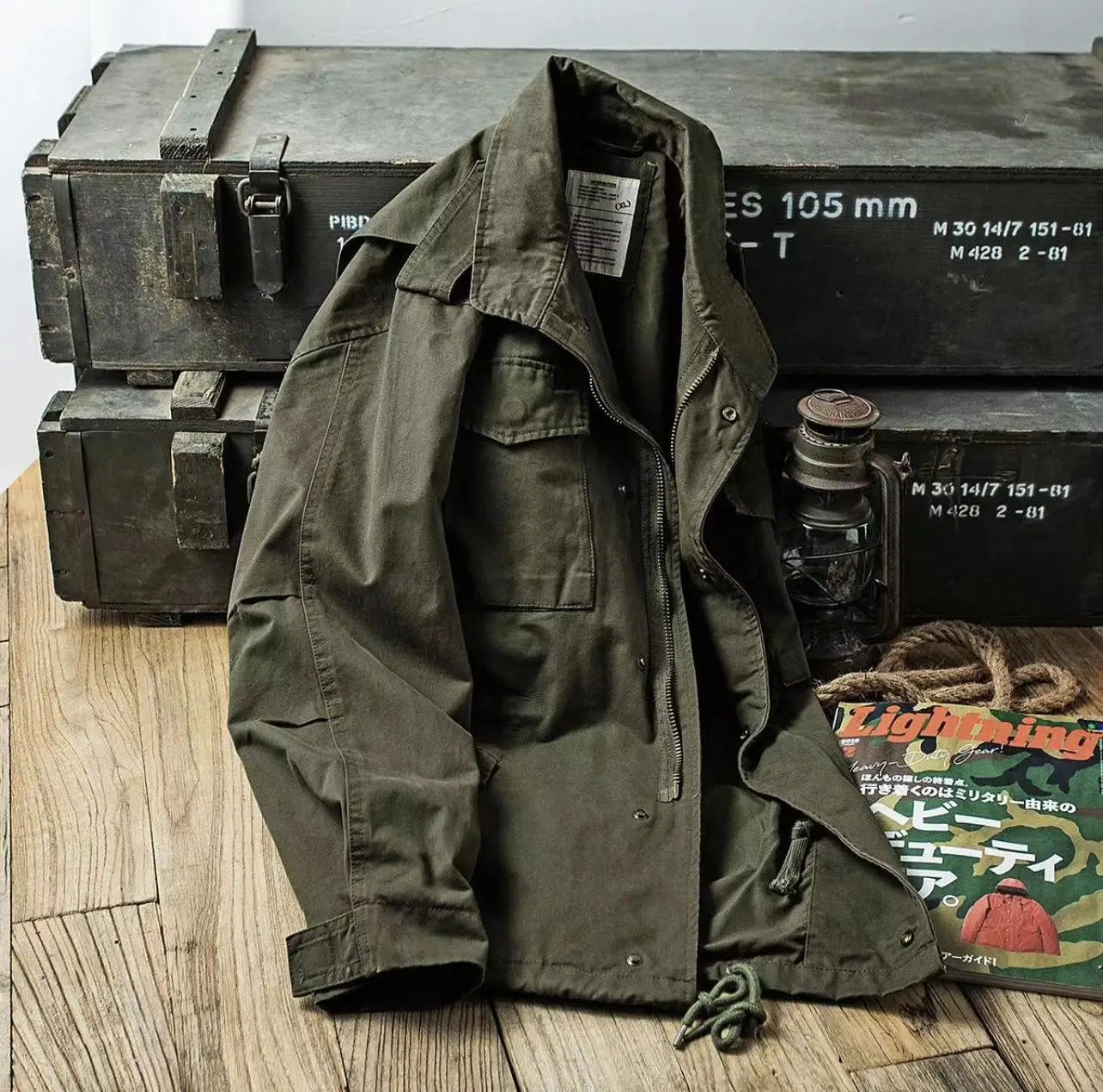 Men's Retro Cargo Windbreaker – Outdoor Multi-Pocket Vintage Jacket, Casual Solid Color Coat