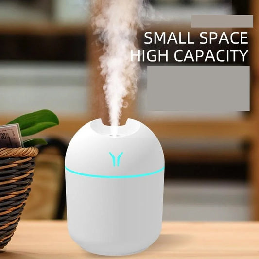 250ML USB Ultrasonic Mini Humidifier & Essential Oil Diffuser – Quiet Mist Maker with LED Mood Light for Home & Car Use
