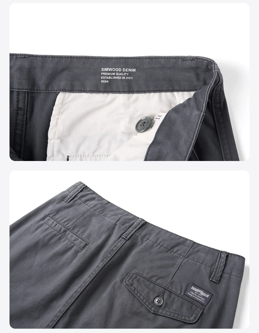 SIMWOOD Men’s Straight-Leg Chino Pants – 2025 Autumn Collection, 320gsm Washed Fabric, Plus Sizes Available