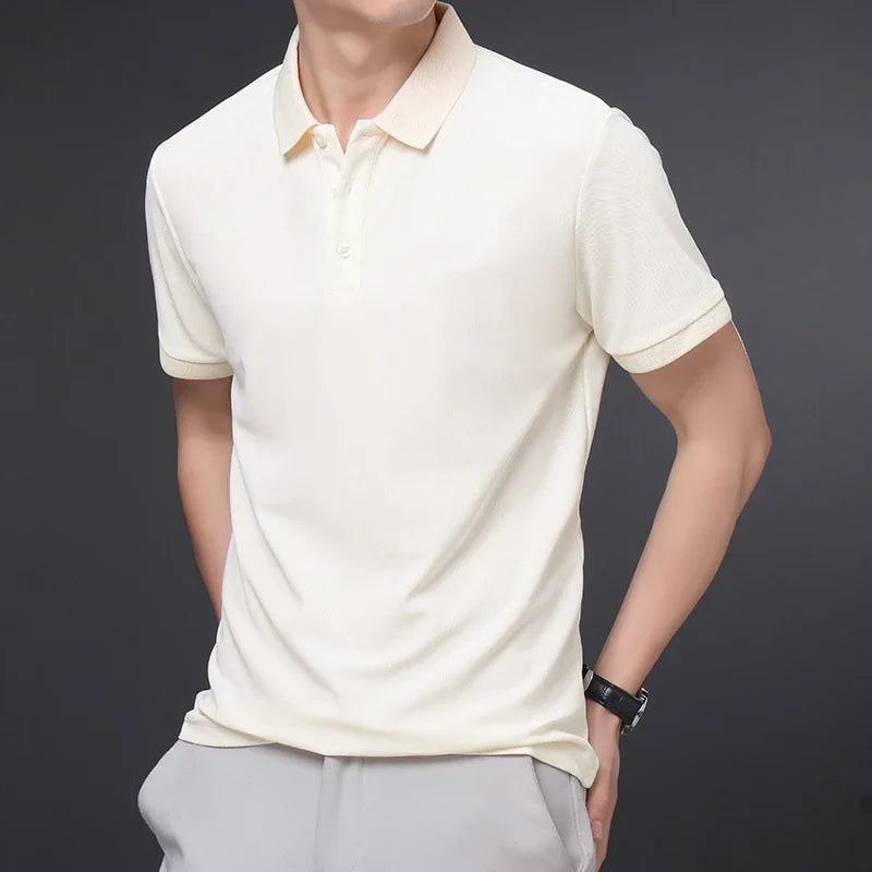 Men's Plain Short-Sleeve Polo Shirt – Summer Casual & Business Wear, Lightweight and Comfortable