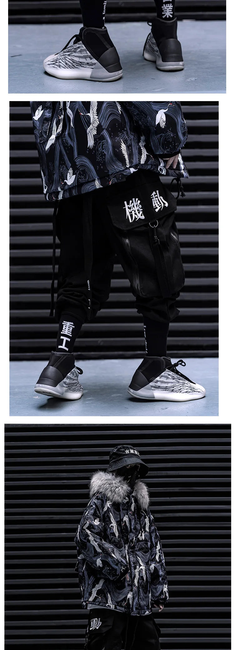 2023 Embroidered Ribbon Techwear Cargo Pants – Harajuku Punk Harem Trousers with Large Utility Pockets for Men & Women