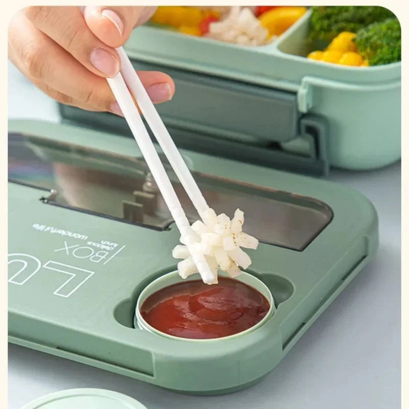 1300ML 4-Compartment Bento Lunch Box with Cutlery – Microwave & Dishwasher Safe, Leakproof Food Container for School, Work & Adults