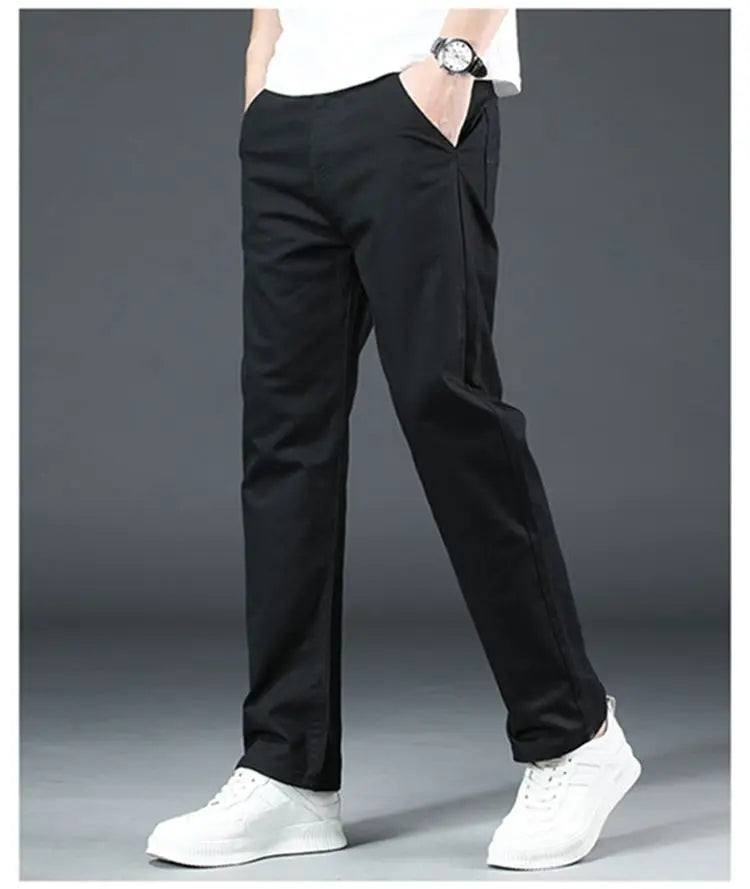 Men's Spring Loose-Fit Cotton Work Trousers – Durable Outdoor Straight-Leg Casual Business Pants 