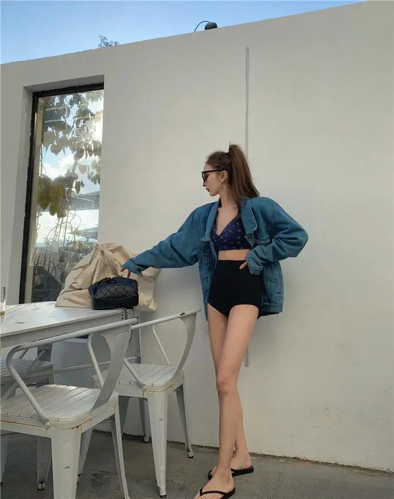 Women's High-Waist Black Shorts – Slim Fit Solid Color Summer Bottoms for Dance, Club, K-pop, and Streetwear Style (Up to 5XL)