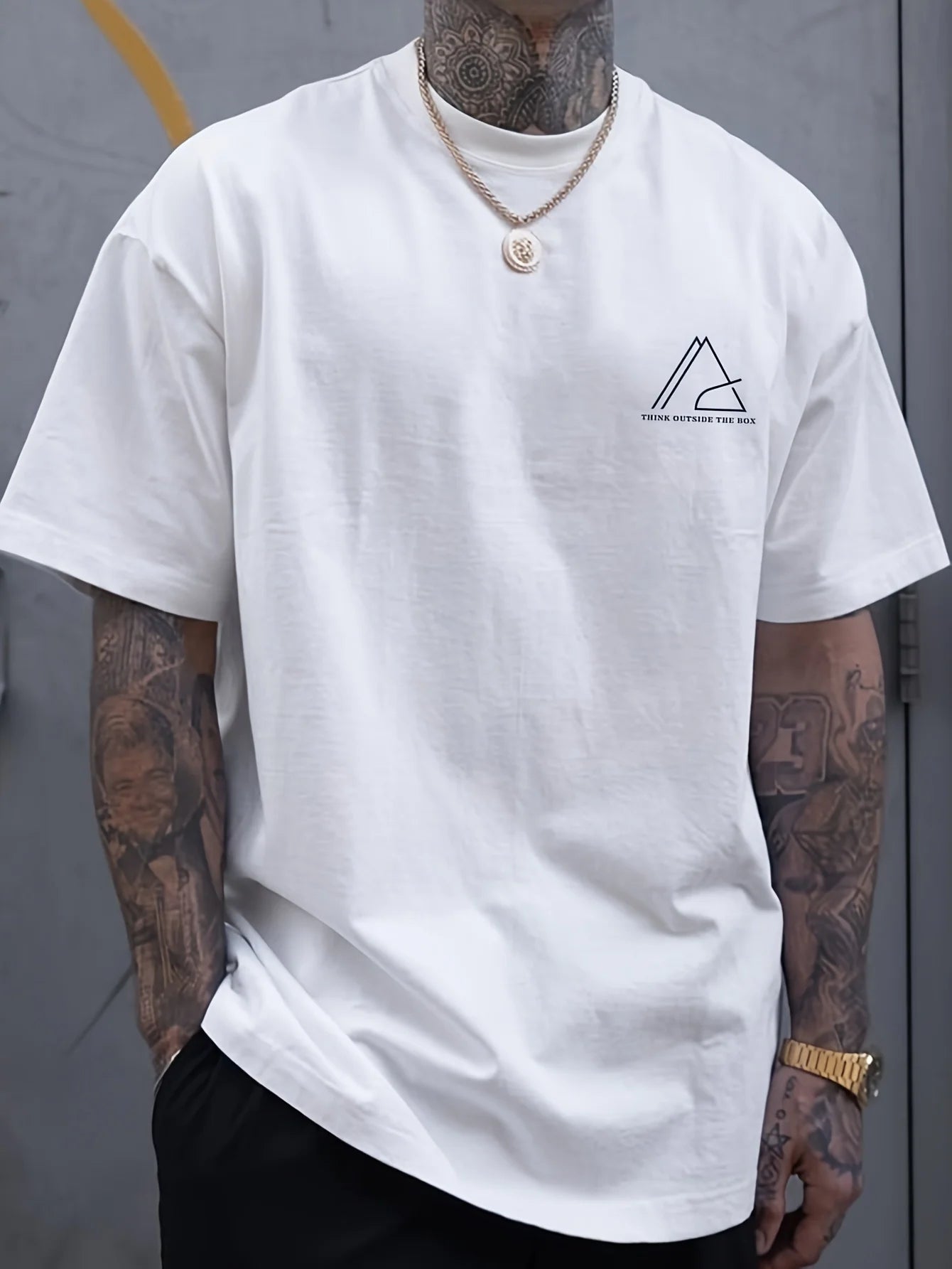 Men’s Summer Casual Crew Neck T-shirt with Unique Geometric Graphic Print — Short Sleeve Outdoor Top