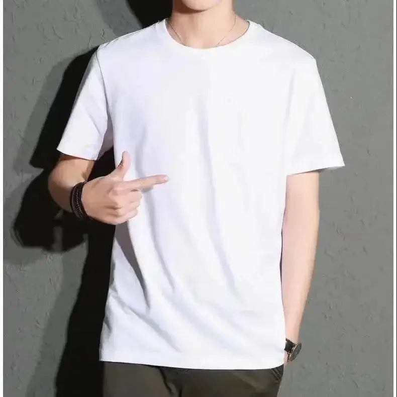 2-Pack Basic Solid Color T-Shirts for Men and Women, 100% Cotton, White and Black, Loose Fit, Short Sleeve, O-Neck, Perfect Couple Tops