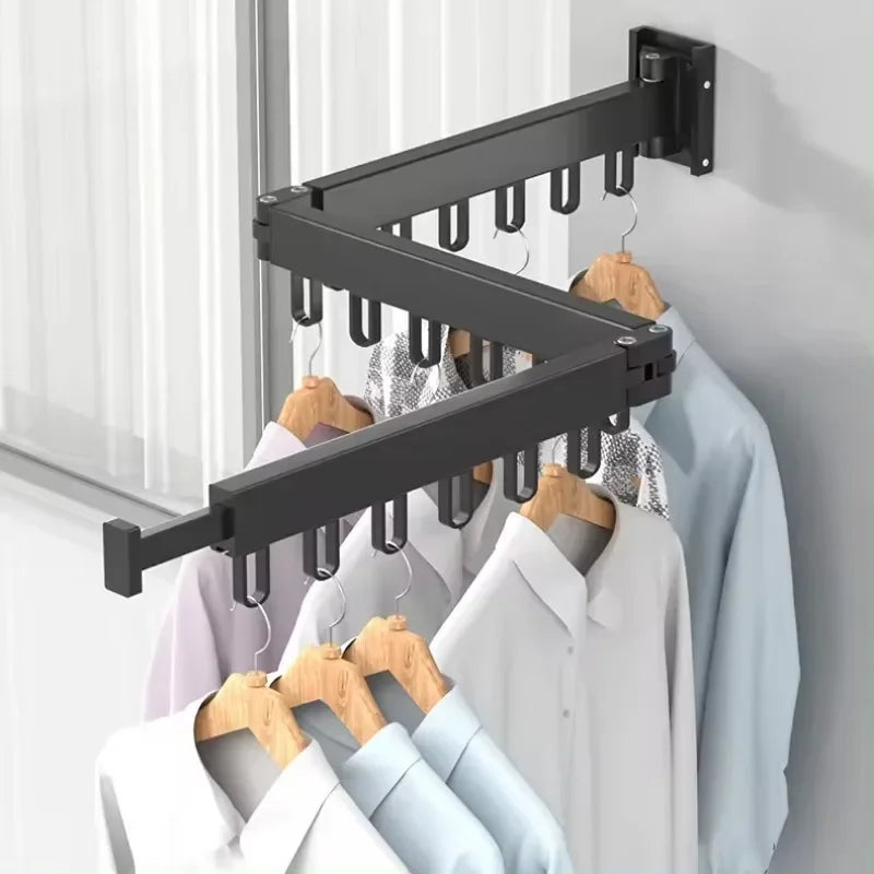 Wall-Mounted Retractable Clothes Drying Rack – Foldable Aluminum Hanger for Balcony, Laundry Room & Indoor Use