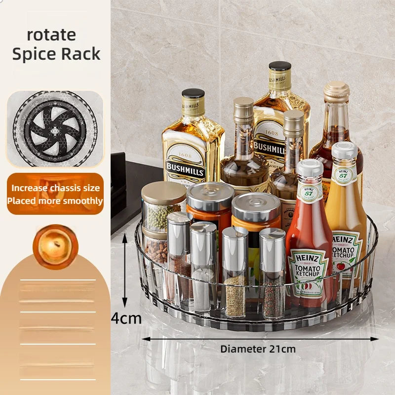 360° Rotatable Non-Slip Storage Rack for Kitchen and Bathroom — Spice, Cosmetic, and Cabinet Organizer Tray