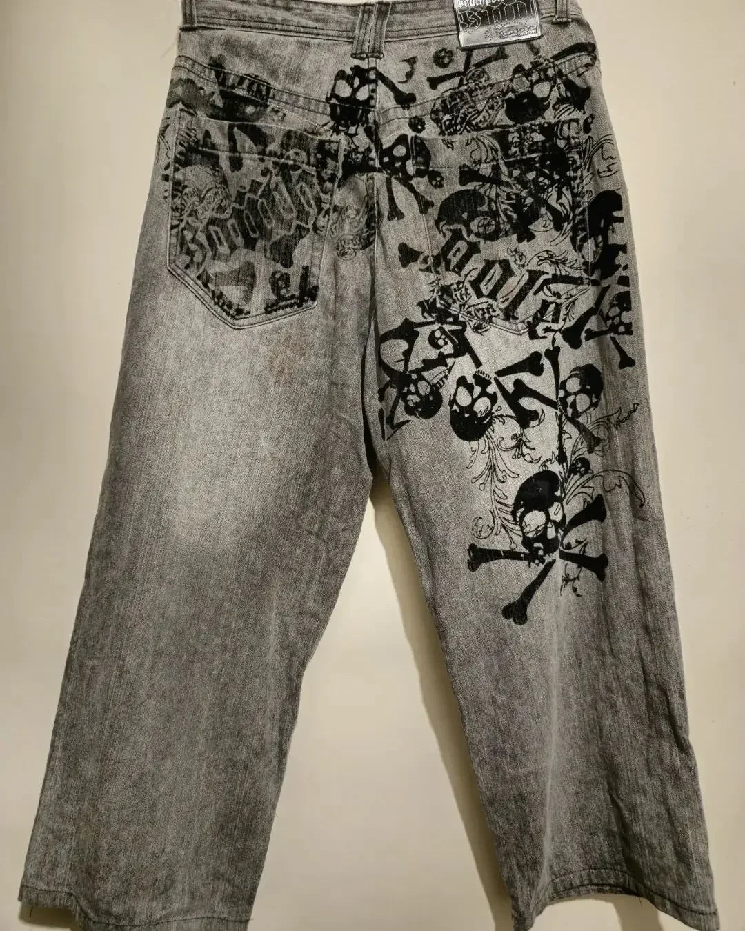 Streetwear PROTECT Embroidered Jeans for Men – Y2K Vintage Blue Baggy, High Waist, Wide Leg Harajuku Hip Hop Pants