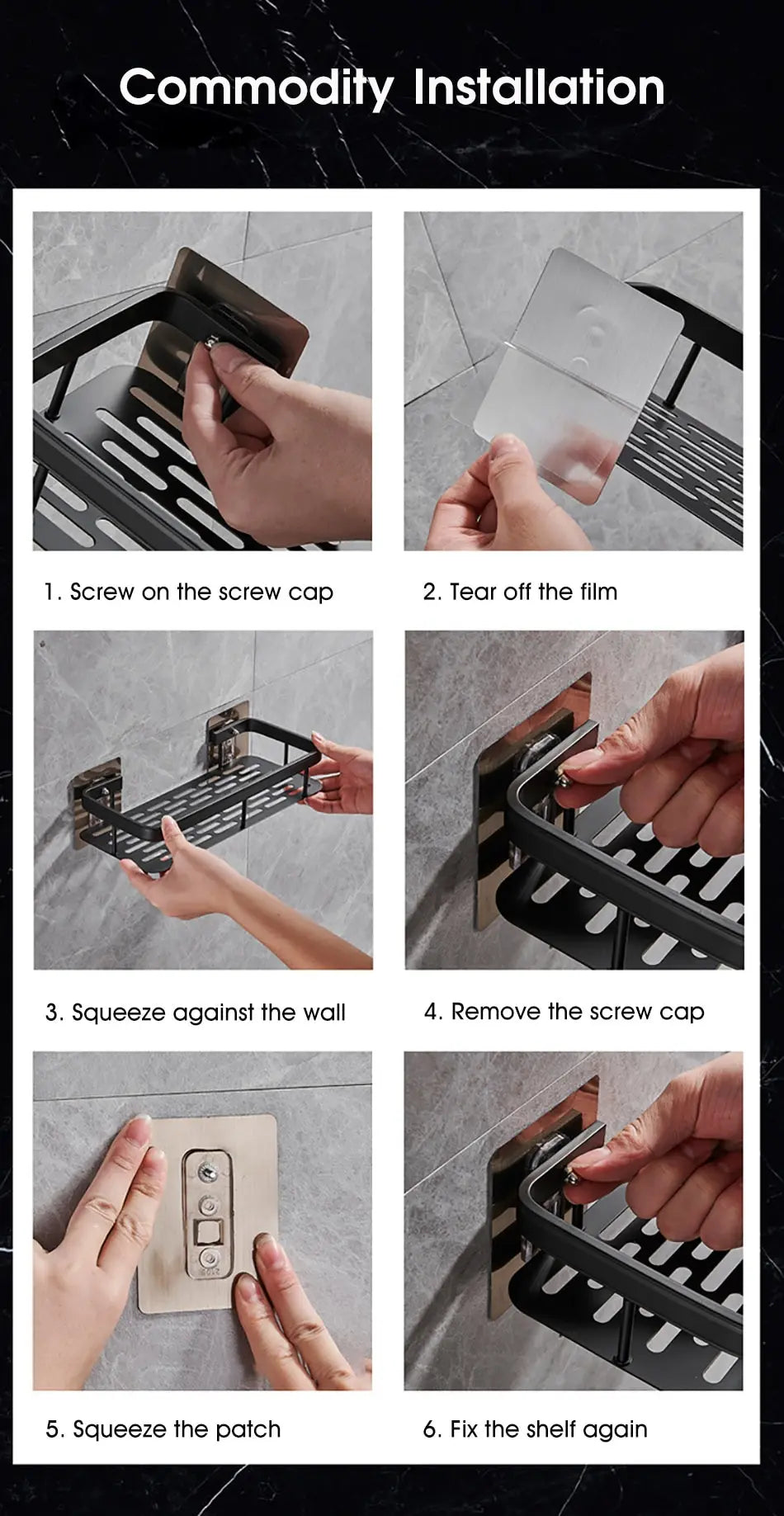 No-Drill Wall-Mounted Bathroom Shelf – Corner Shower Organizer for Shampoo, Toiletries, and Bathroom Essentials