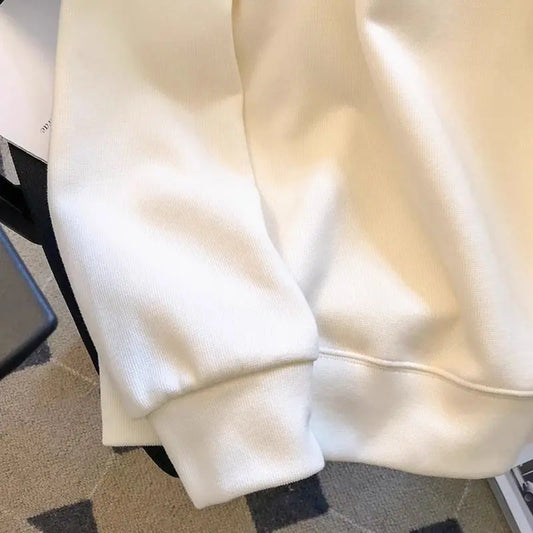 Women's Oversized White Cotton Hoodie – Thick & Cozy Autumn Winter 2025 Pullover