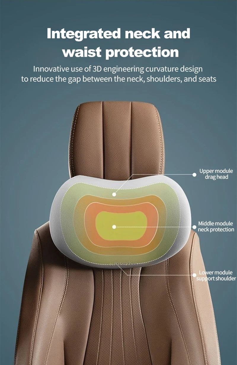 Universal Memory Foam Neck & Lumbar Support Cushion – Ergonomic Car Seat Pillow for Comfort & Posture