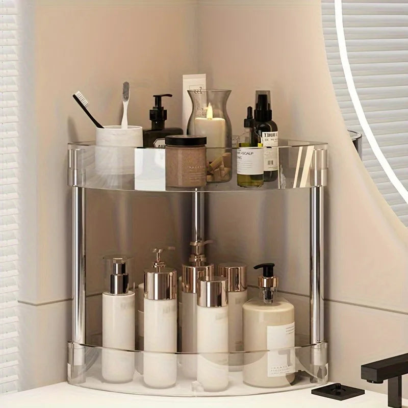 Large Capacity Acrylic Shelf Trolley – Bathroom & Kitchen Corner Storage Cart Organizer for Cosmetics and Home Essentials