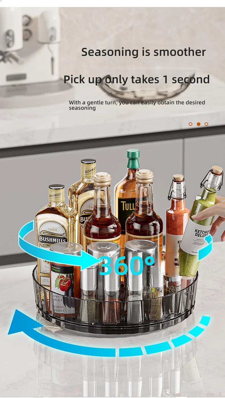360° Rotatable Non-Slip Storage Rack for Kitchen and Bathroom — Spice, Cosmetic, and Cabinet Organizer Tray