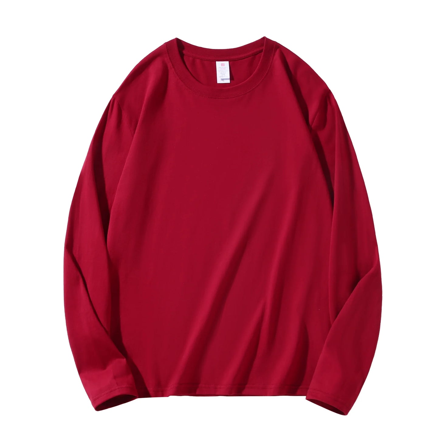 MRMT 2025 Men's 100% Cotton Long Sleeve T-Shirt – Solid Color Crew Neck Casual Top