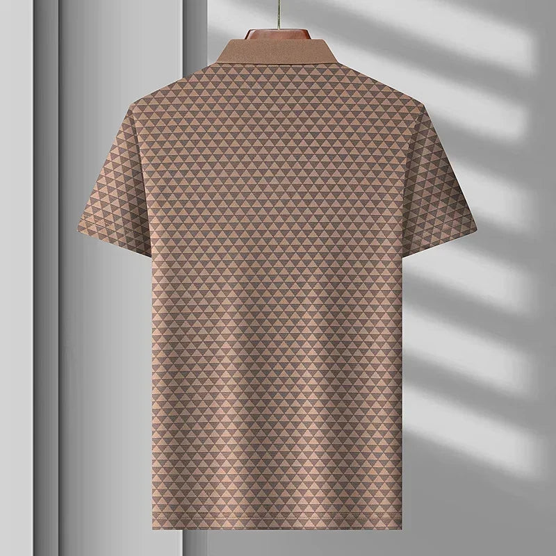 Men’s Breathable Ice Silk Polo Shirt – Seamless Short Sleeve Business Casual Summer Top
