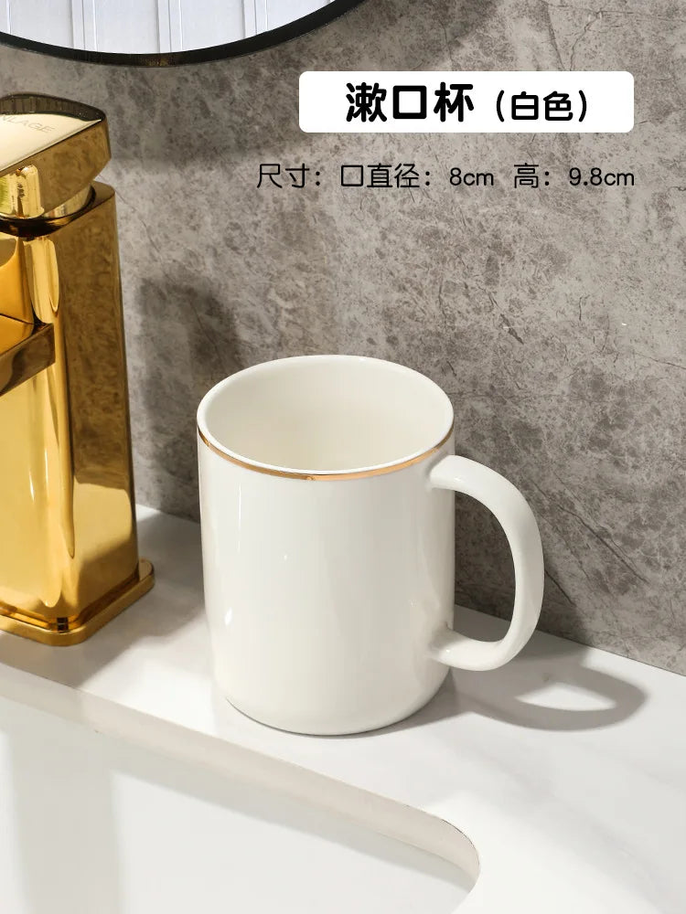 Luxury Ceramic Soap Dish with Irregular Stripes and Perforated Drainage – Household Bathroom Accessory with Washstand Gargle Cup