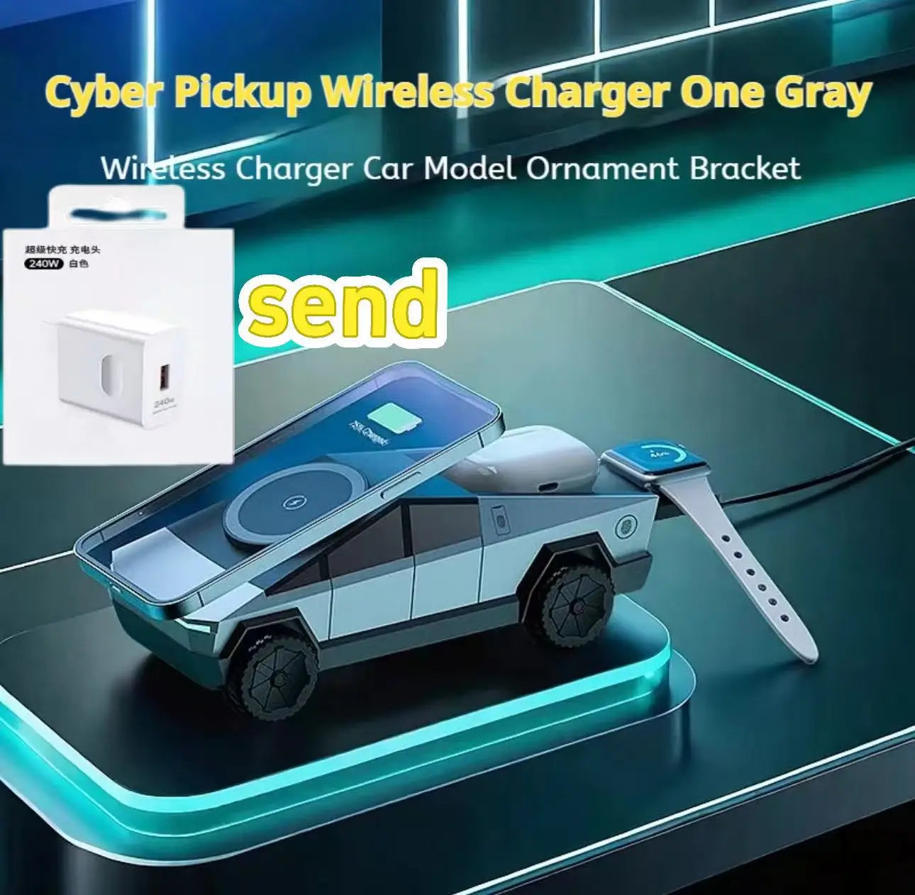 Cybertruck-Inspired 3-in-1 Qi2 Wireless Charging Station for iPhone, Apple Watch & AirPods