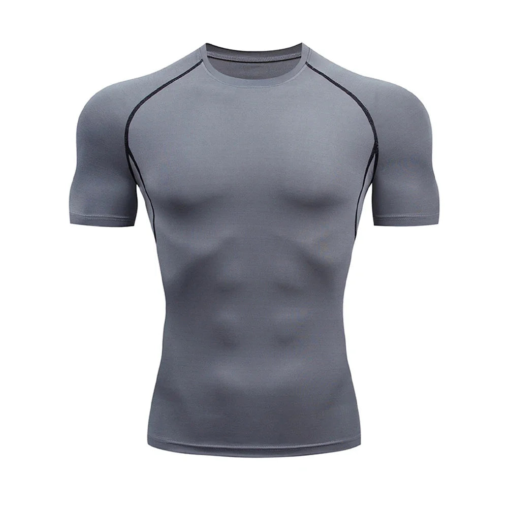 Men’s Summer Compression Workout T-Shirt – Tight-Fit Quick-Dry Athletic Tee for Gym, Running, and Fitness Training