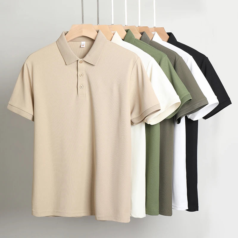 Men's Plain Short-Sleeve Polo Shirt – Summer Casual & Business Wear, Lightweight and Comfortable