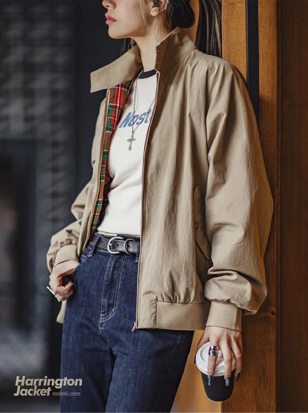 Maden Vintage Stand-Up Collar Jacket – Workwear Baseball Style Coat for Women & Unisex, Spring/Autumn