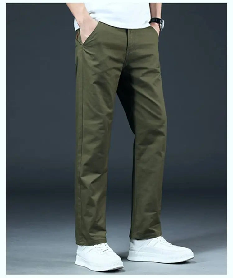 Men's Spring Loose-Fit Cotton Work Trousers – Durable Outdoor Straight-Leg Casual Business Pants 