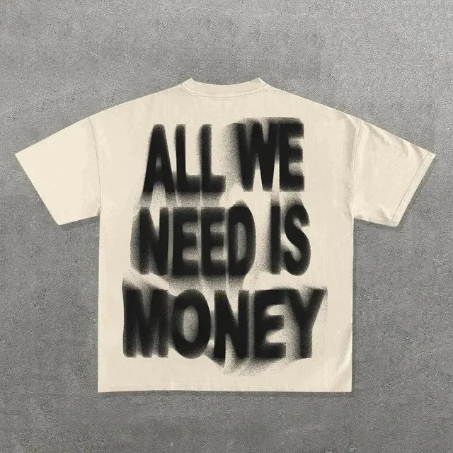 Y2K Harajuku Gothic Oversized Graphic Tee – Unisex Hip Hop Round Neck Cotton Short Sleeve Shirt