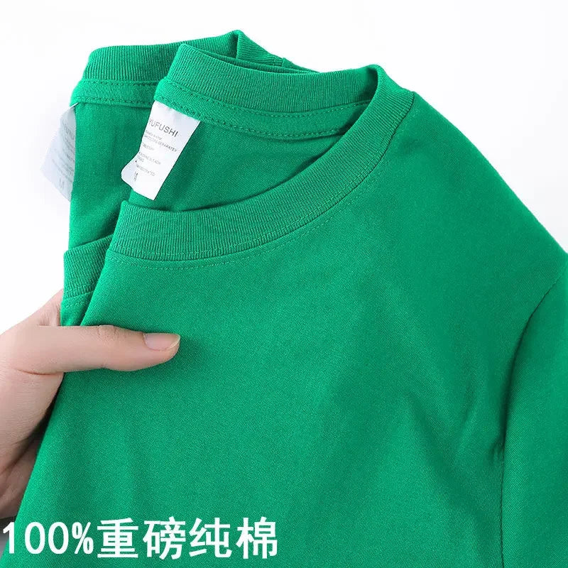 100% Cotton Unisex T-Shirt – Solid Color O-Neck Short Sleeve Tee, Korean Loose Fit (M–4XL)