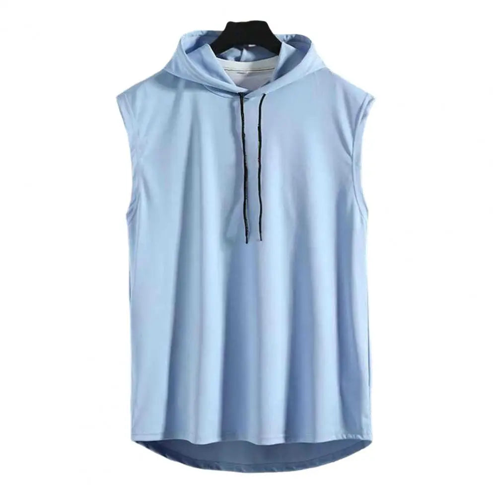 Men’s Sleeveless Gym Hoodie – Lightweight Summer Sports Vest with Hood | Casual Fitness Tank Top