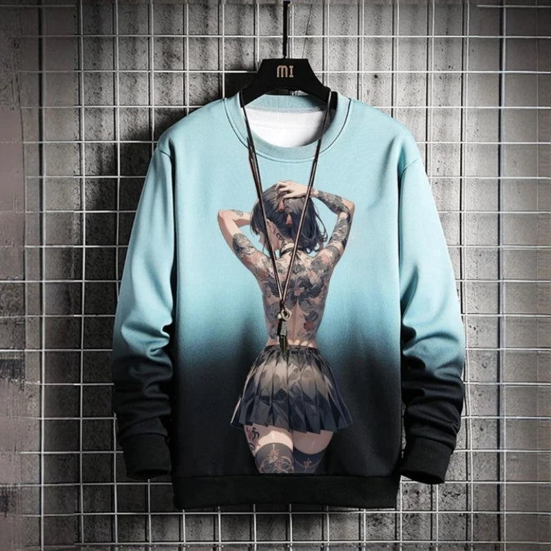 3D Printed Anime Character Long Sleeve T-Shirts for Men – Autumn Oversized O-Neck Sportswear Pullover