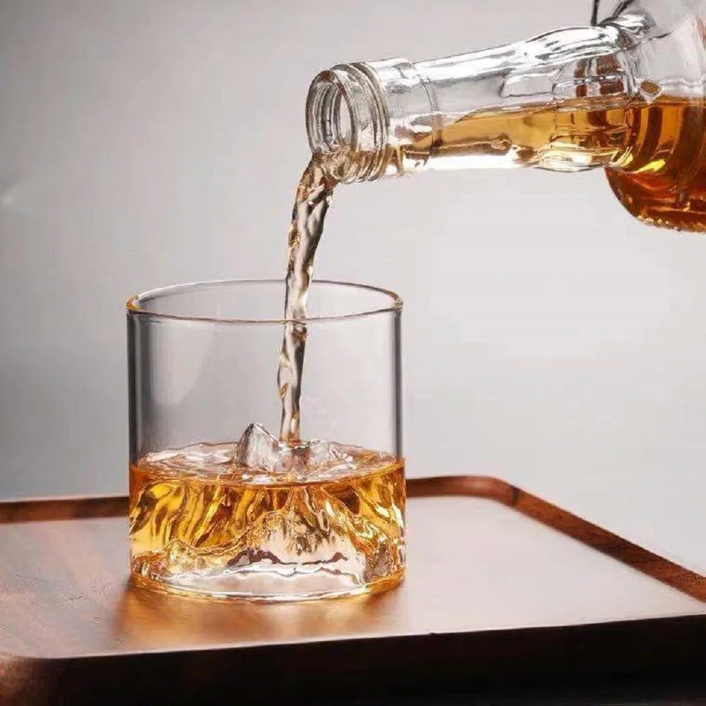 Creative Iceberg-Shaped Whiskey Glass – 3D Mountain Design Whisky Rocks Glasses for Home, Kitchen, Wine, and Liquor Shots