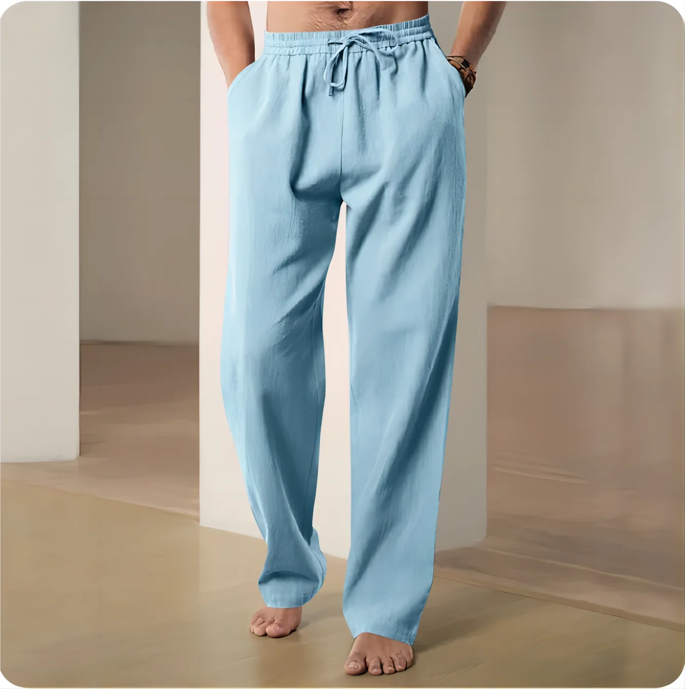 2025 Men's Lightweight Cotton-Linen Blend Casual Pants – Breathable, Comfortable Straight-Fit Trousers for Spring & Summer