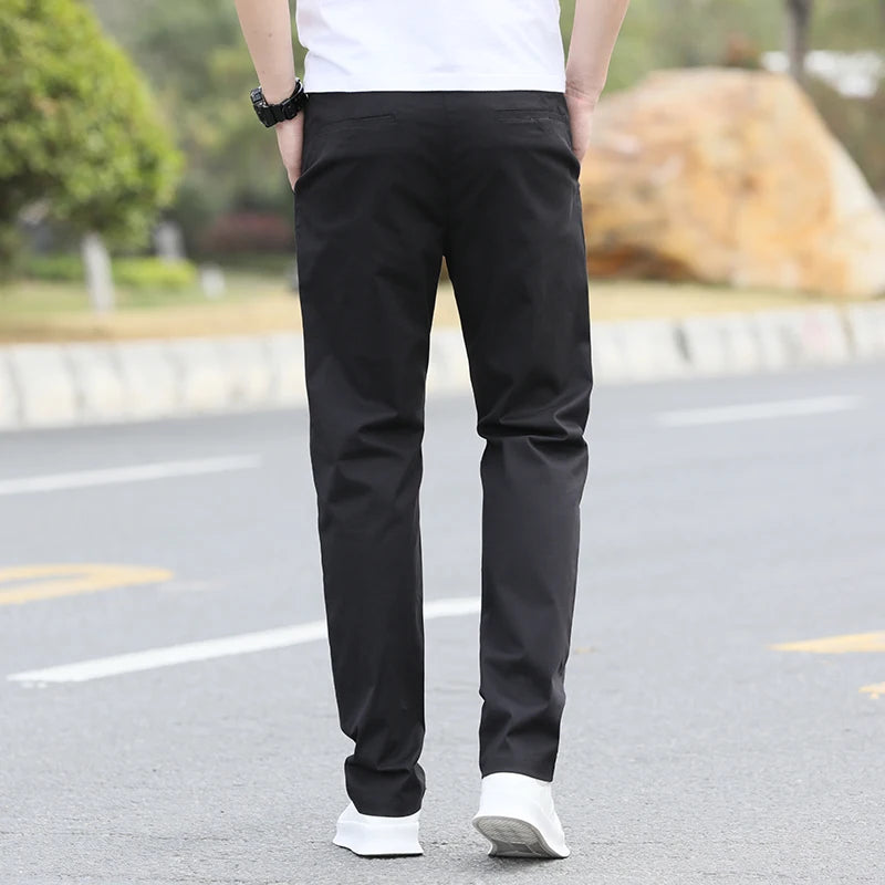 Men's Premium Cotton Chino Pants – Breathable Straight-Leg Casual Trousers (Waist Sizes 28 to 40)
