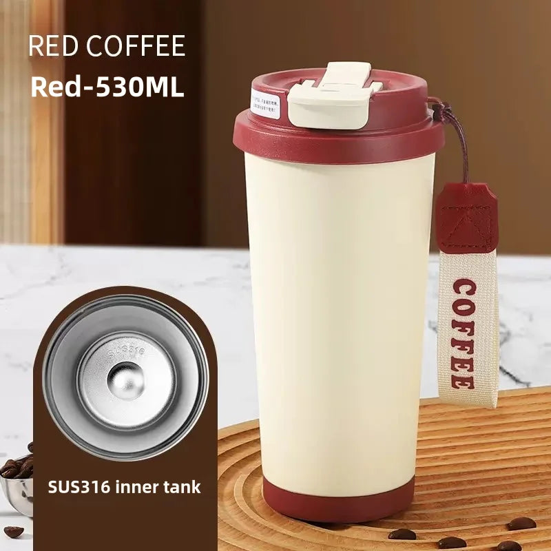 530ml Travel Coffee Mug – Reusable with Seal Lid, Stainless Steel & Ceramic Liner, Perfect for On-the-Go Coffee