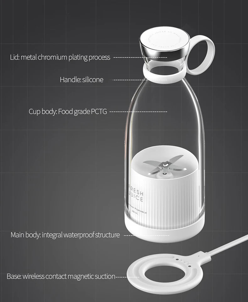 Portable Mini Electric Juicer Blender – USB Rechargeable Fruit Mixer & Multifunctional Smoothie Maker