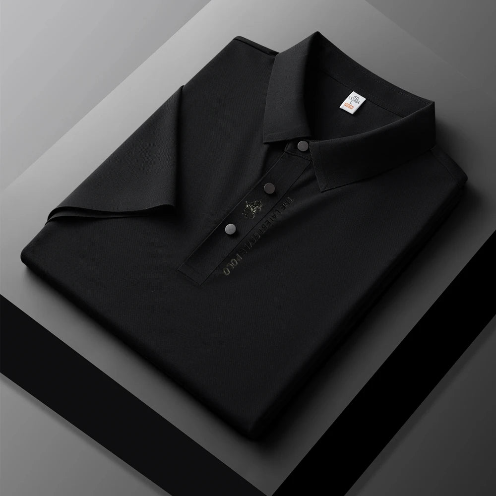 Men's Premium Printed Polo Shirt – Short Sleeve, Seamless Ice Silk, Breathable Golf & Business Casual Summer Tee