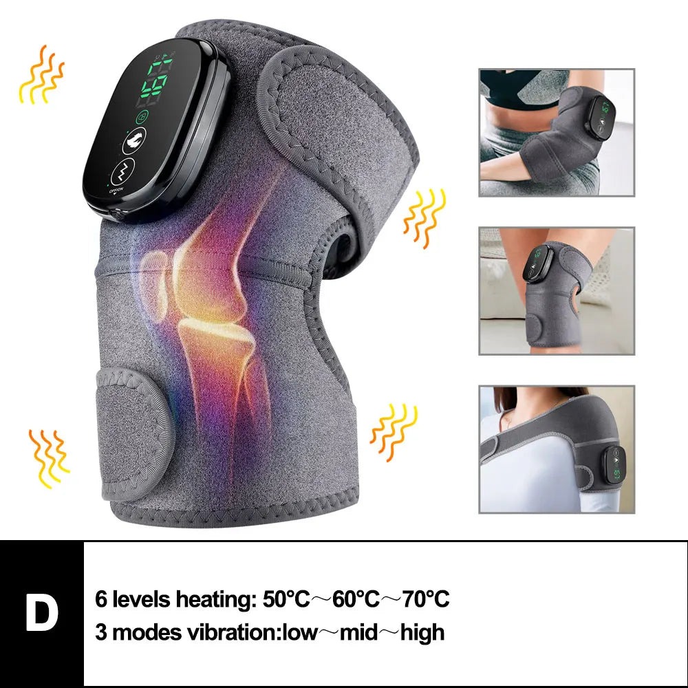3-in-1 Electric Heated Knee Massager Pad with Vibration – Hot Compress for Shoulder, Elbow & Joint Muscle Relief