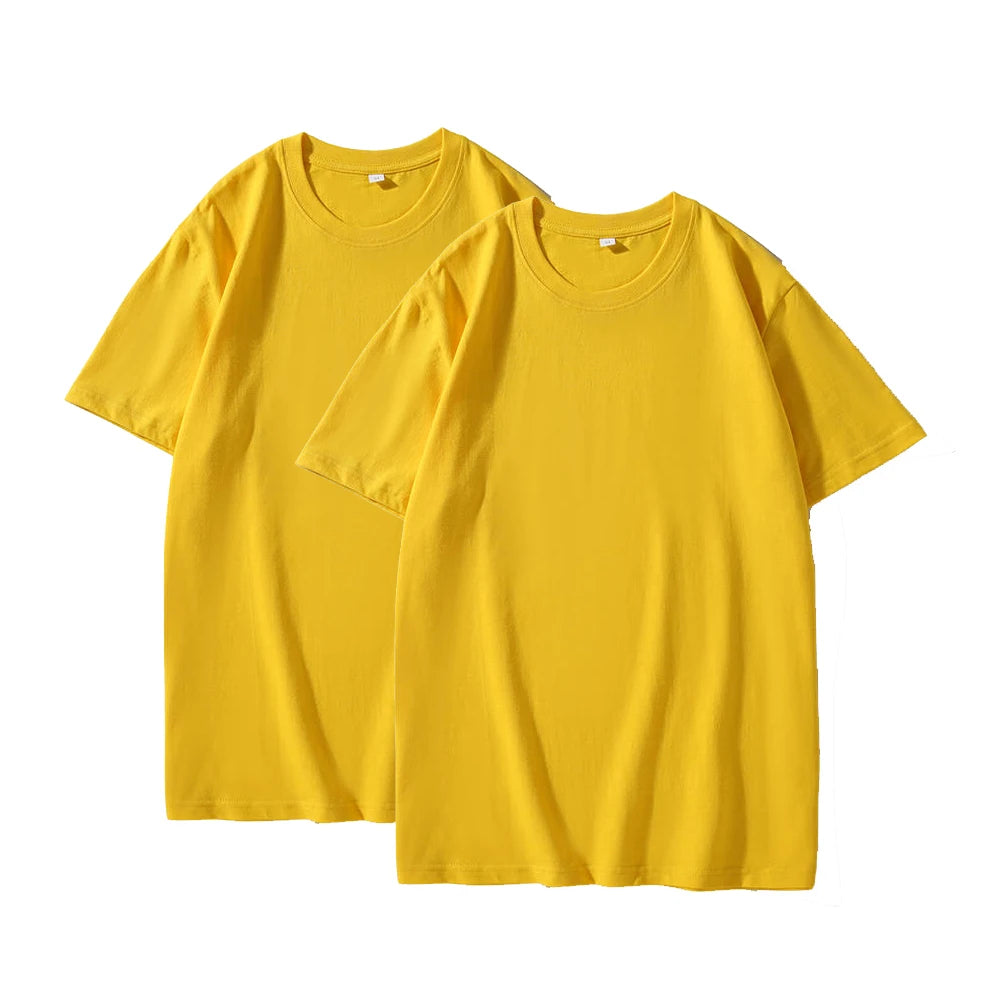 2-Pack Basic Solid Color T-Shirts for Men and Women, 100% Cotton, White and Black, Loose Fit, Short Sleeve, O-Neck, Perfect Couple Tops