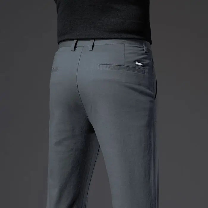 New Fashion Men's Slim Fit Straight Trousers – Comfortable, Breathable, Elastic Casual Long Pants for Everyday Wear