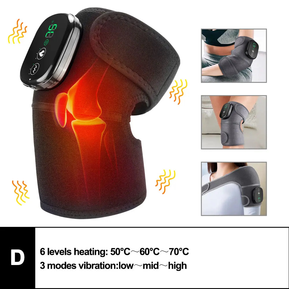 3-in-1 Electric Heated Knee Massager Pad with Vibration – Hot Compress for Shoulder, Elbow & Joint Muscle Relief