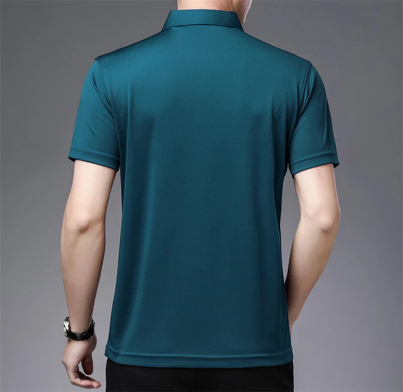 2024 Men's Solid Color Polo Shirt – Summer Casual Business Style, Short Sleeve, Comfortable & Breathable