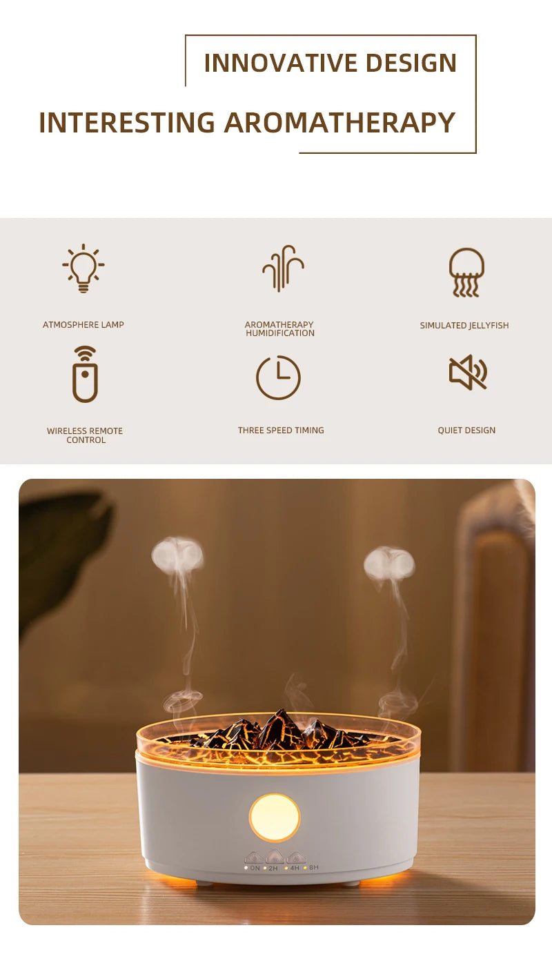 DC 24V Jellyfish-Inspired Electric Aroma Diffuser & Humidifier with RGB Lights and Remote Control for Home Use